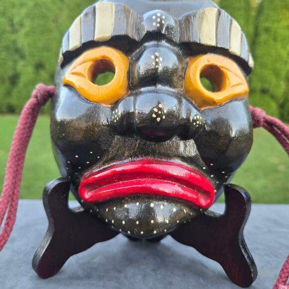 Vintage Traditional Korean Hahoetal Wood Hand Carved Mask Ceremonial Marked - Picture 5 of 12